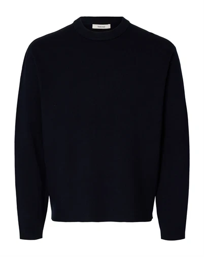 Selected - SLHTeller Relaxed Crew Neck Strik - Sky Captain 